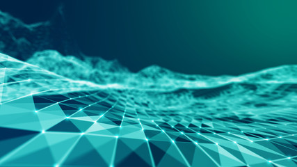 Abstract 3d Illuminated distorted Mesh Sphere . Neon Sign . Futuristic Technology HUD Element . Elegant Abstract Destroyed Sphere . Big data visualization .