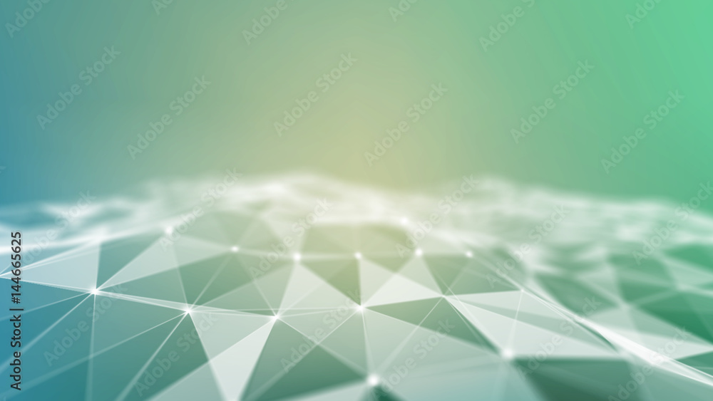 Poster abstract blue 3d illuminated distorted mesh sphere . neon sign . futuristic technology hud element .