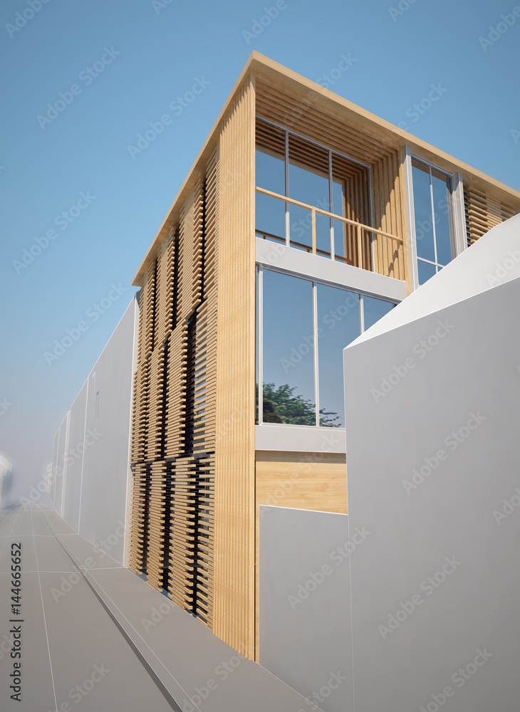 Poster sketch architecture design of inset house ,3dwire frame render building