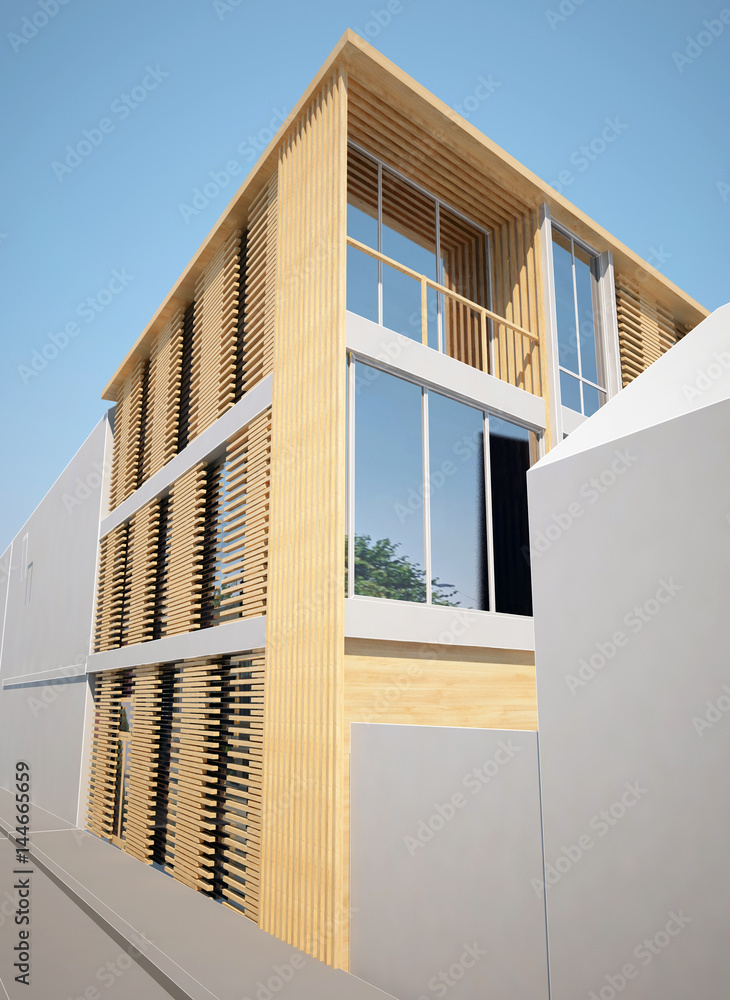 Poster sketch architecture design of inset house ,3dwire frame render building