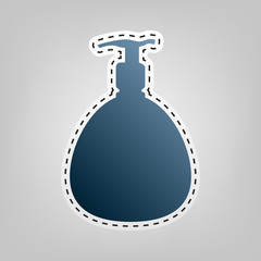 Gel, Foam Or Liquid Soap. Dispenser Pump Plastic Bottle silhouette. Vector. Blue icon with outline for cutting out at gray background.