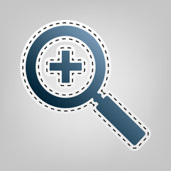 Fototapeta premium Zoom sign illustration. Vector. Blue icon with outline for cutting out at gray background.