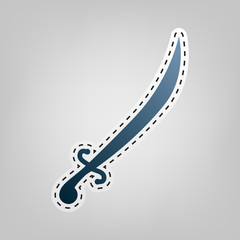Sword sign illustration. Vector. Blue icon with outline for cutting out at gray background.