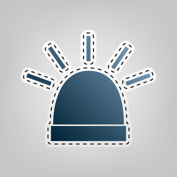 recommend clip art: Police single sign. Vector. Blue icon with outline for cutting out at gray background.