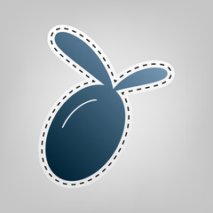 Olive sign illustration. Vector. Blue icon with outline for cutting out at gray background.