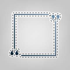 Text quote sign. Vector. Blue icon with outline for cutting out at gray background.