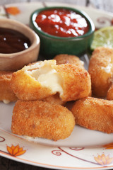 Breaded mozzarella cheese sticks