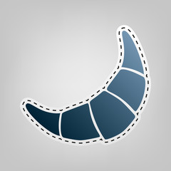 Fototapeta premium Croissant simple sign. Vector. Blue icon with outline for cutting out at gray background.
