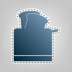 Toaster simple sign. Vector. Blue icon with outline for cutting out at gray background.