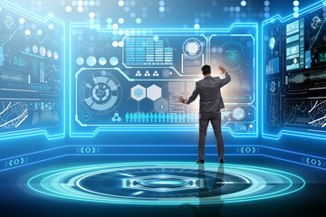 Businessman trading in world stock market