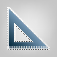 Fototapeta premium Ruler sign illustration. Vector. Blue icon with outline for cutting out at gray background.