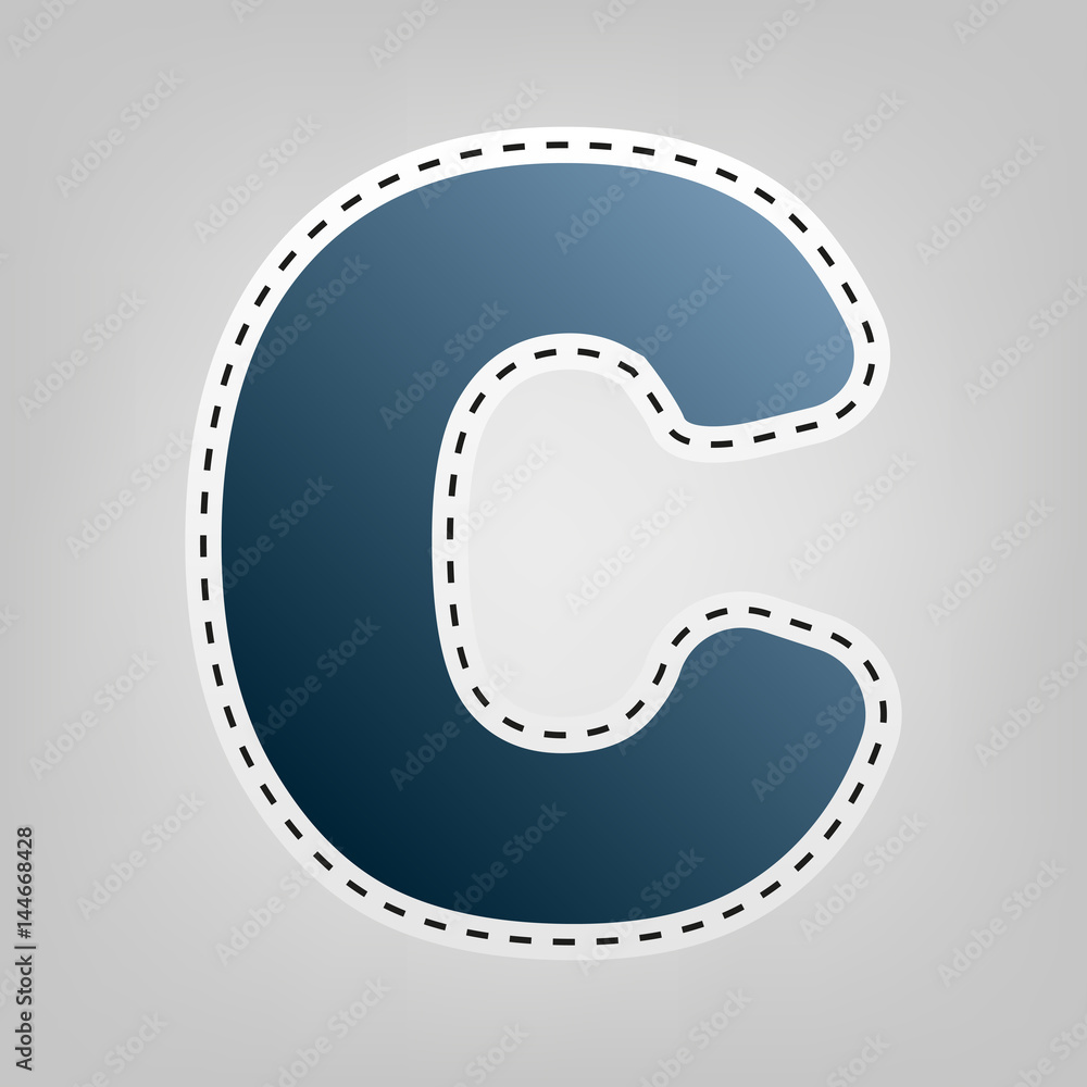 Fototapete letter c sign design template element. vector. blue icon with outline for cutting out at gray backgr