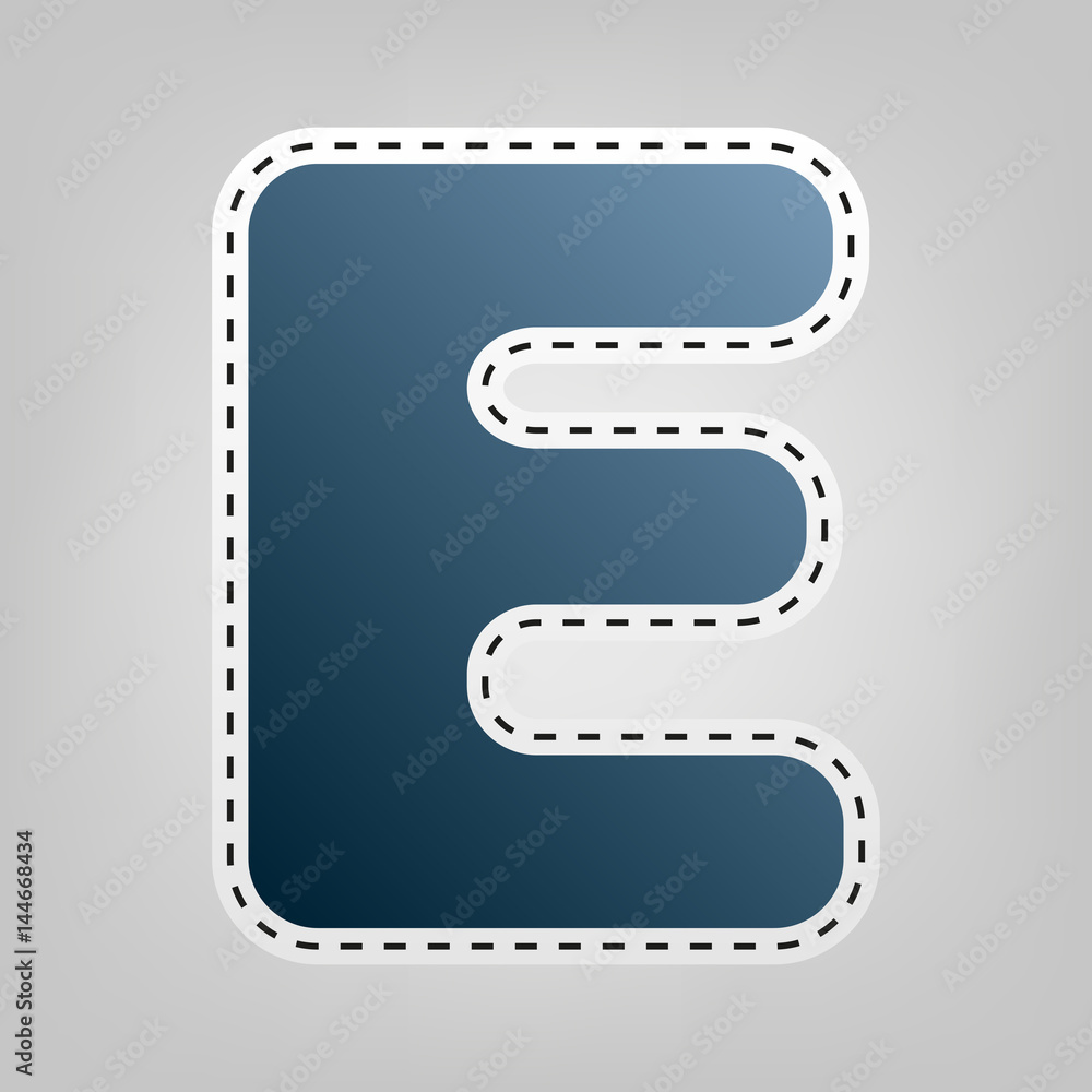Fototapete letter e sign design template element. vector. blue icon with outline for cutting out at gray backgr