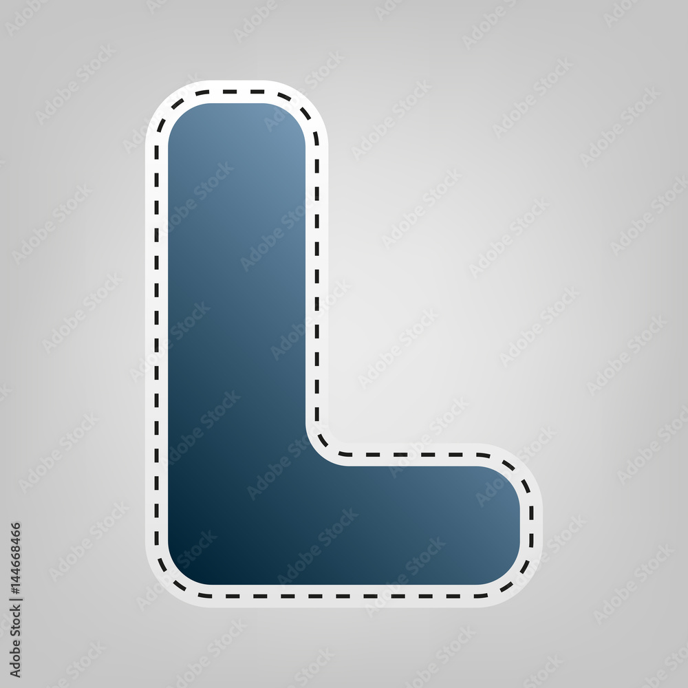 Fototapete Letter L sign design template element. Vector. Blue icon with outline for cutting out at gray background.