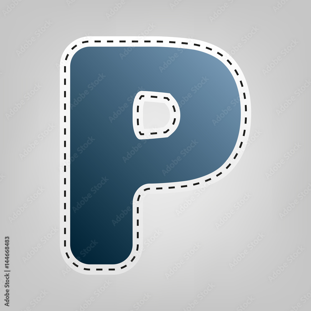 Fototapete letter p sign design template element. vector. blue icon with outline for cutting out at gray backgr