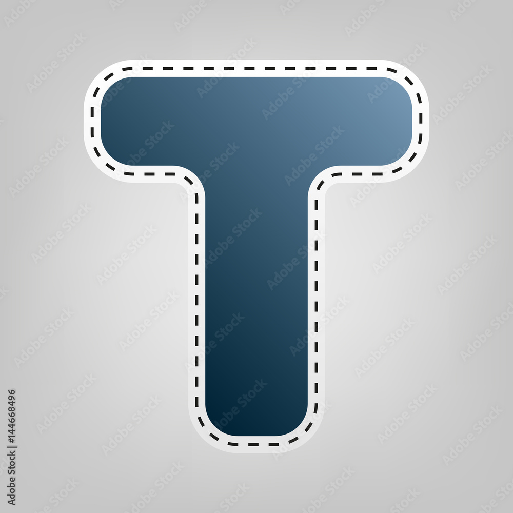 Fototapete letter t sign design template element. vector. blue icon with outline for cutting out at gray backgr