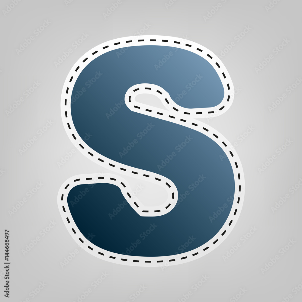 Fototapete letter s sign design template element. vector. blue icon with outline for cutting out at gray backgr