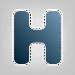 Fototapeta premium Letter H sign design template element. Vector. Blue icon with outline for cutting out at gray background.