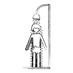 sketch silhouette of man in the shower vector illustration