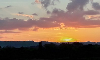 Sunrise over the mountains in the morning