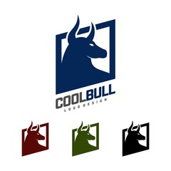 Bull Logo, Cool Bull Logo, Square Bull Design Logo Vector