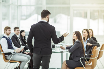 business team discussing the presentation of a new financial project