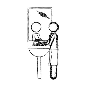 recommend clip art: sketch silhouette of man in the washbasin vector illustration