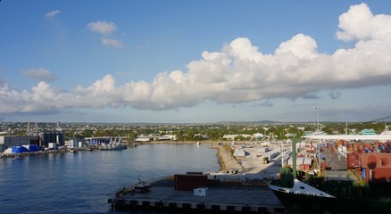 Fototapeta na wymiar Barbados pier, Caribbean View of the Barbados waterfront 