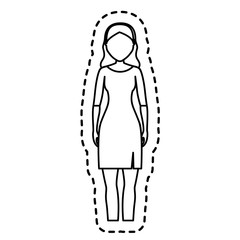 woman standing cartoon icon over white background. vector illustration