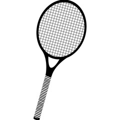 black silhouette tennis racket element sport vector illustration