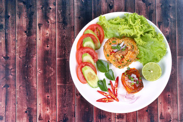 Fried jasmine rice with canned fish.