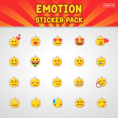 EMOTION STICKER PACK. Unique Emoticon Collection with Dashed Line