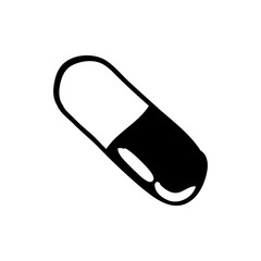 monochrome silhouette pills medical in capsules shape vector illustration