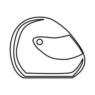 monochrome contour of motorcycle helmet vector illustration