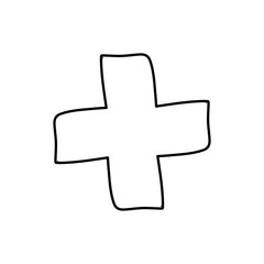 monochrome hand drawn contour of medical cross vector illustration