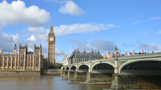 Big Ben, Houses of Parliament, and London Bridge time lapse
