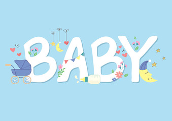 cute baby shower card vector