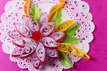 Bright quilling in the form of a flower