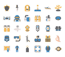 Diving Elements , Thin Line and Pixel Perfect Icons