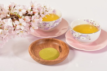 桜と抹茶とお茶