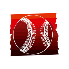 color background with baseball ball in white contour vector illustration