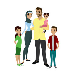 Fototapeta premium Happy muslim family- parents,their son and daughters