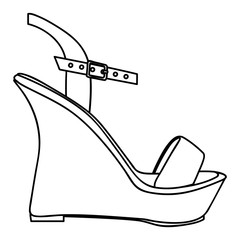 monochrome silhouette of sandal shoe with platform sole vector illustration