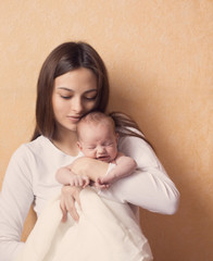 happy mother and newborn baby