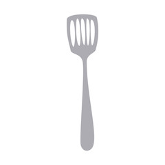 grayscale silhouette with frying spatula vector illustration