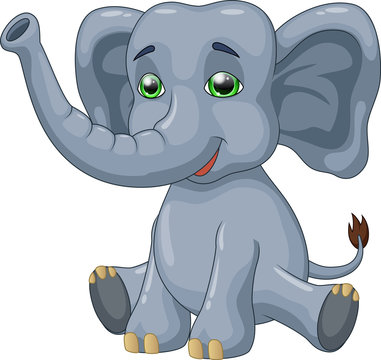 Cute elephant cartoon. Vector illustration
