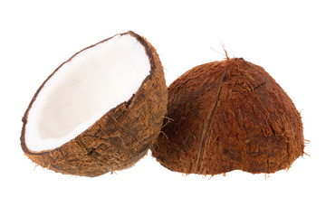 Coconut for oil preparing isolated on white background