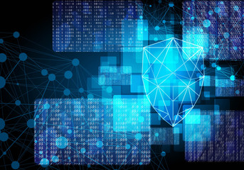 Network security shield with matrix screen Vector