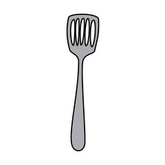 grayscale silhouette with frying spatula vector illustration