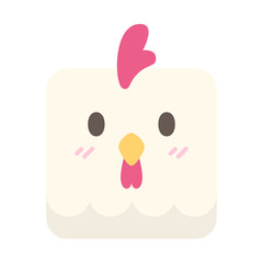Cute round rooster face zodiac cartoon
